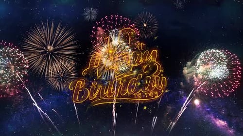 10Th Happy Birthday Text Typography Particles Fireworks Explosion Sparks Night Sky Background