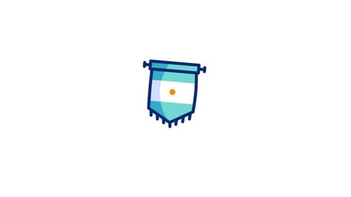 Waving Argentinian Flag Pennant Flat Design Animation