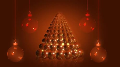 Glowing Christmas Tree and Ornaments Holiday Loop Background