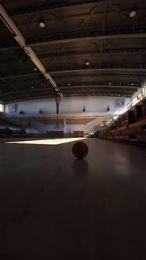 Basketball Center Court in Empty College Gym