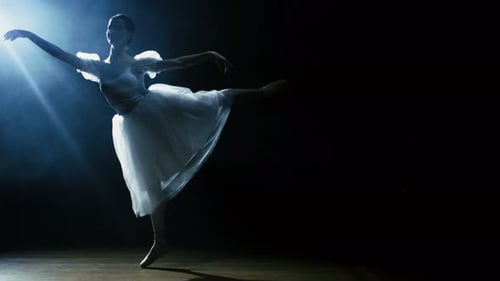 Ballerina Dances Gracefully in Studio Spotlight
