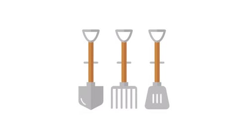 Flat Design Gardening Tools Reveal Animation