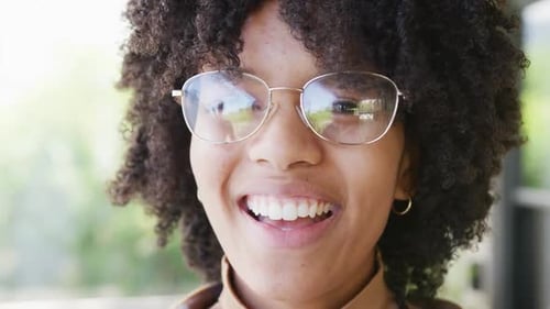Smiling Woman Portrait Close Up with Glasses