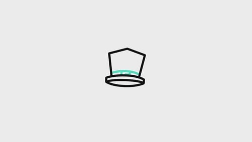 Flat Design Top Hat Animation with Color Band Reveal