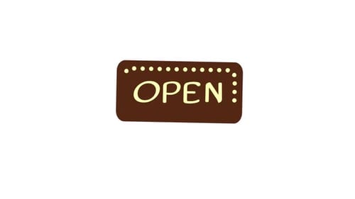 Animated Flat Design Open Sign Reveal
