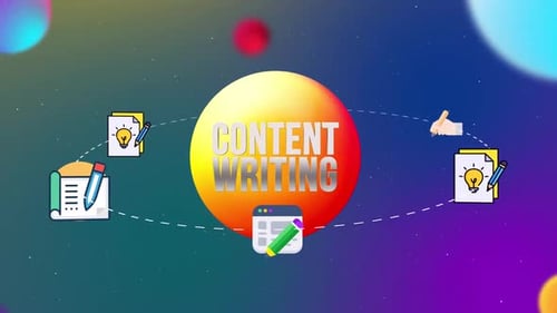 Icônes de rédaction de contenu avec animation de style 3D Orbit
