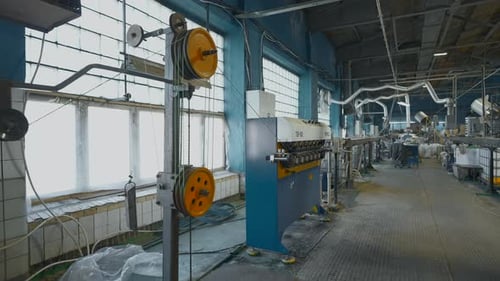 Modern cable manufacturing, cable factory. Creative. Electric cable production process