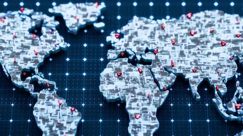World map with cargo delivery plan. Network connection and global positioning system concept. Abstra