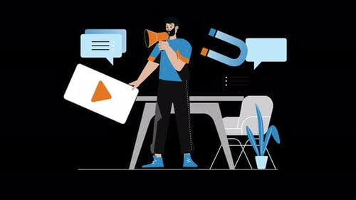 Flat Design Character Digital Marketing Animation