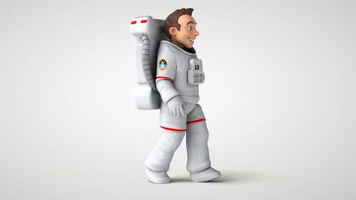 Cartoon Astronaut Character Walking Animation