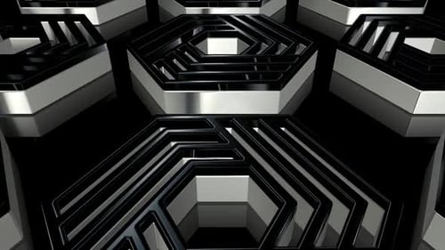 Abstract 3D Metallic Geometric Shapes Loop Background