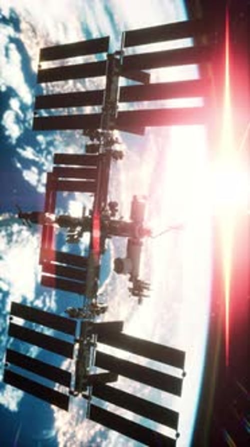 The International Space Station Orbits Earth During a Stunning Sunset