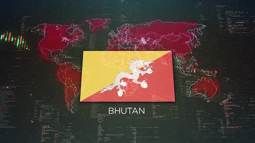 Bhutan Stock Market Chart Background With Flag