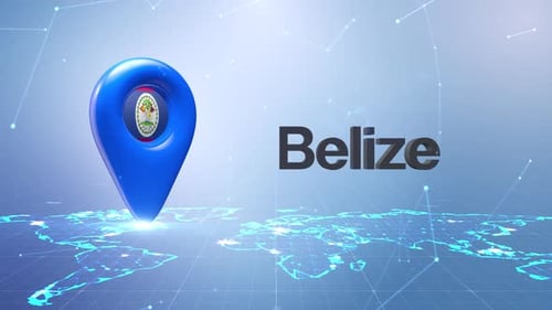 3D Digital World Map Location Pin For Belize