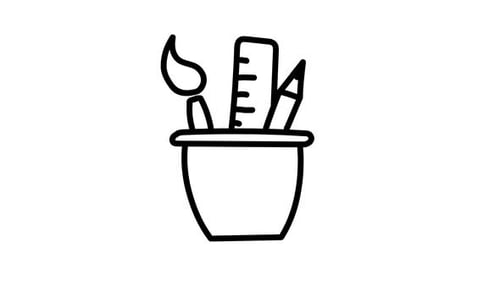 Sketch Animation of Art Supplies in Pencil Holder