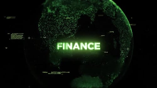 Corporate Finance Title Reveal with Futuristic Digital Globe