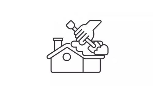 Animated roof snow removal line icon