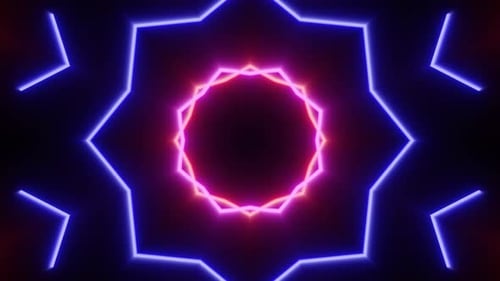 Neon Geometric Kaleidoscope Loop Background