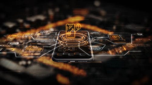 3D Smartphone Backdrop with Dynamic Data Visuals