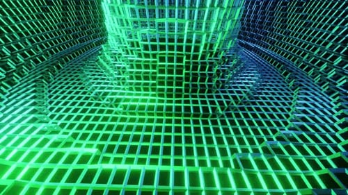Fondo de bucle de túnel Emerald Net Vj verde y azul 4K