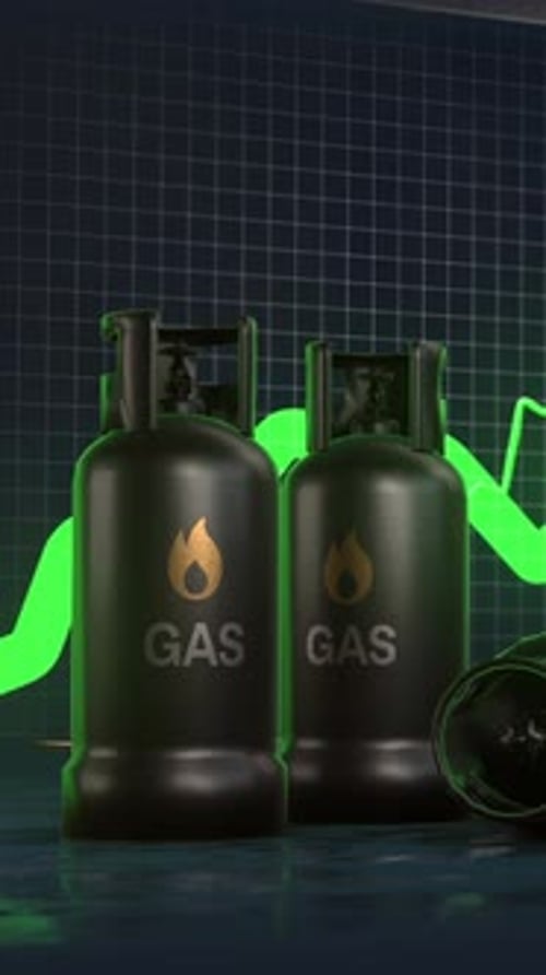 Natural Gas Price Rising Energy Market Chart Vertical 3D Loop Animation 4K
