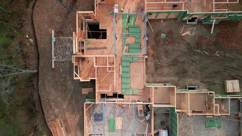 Aerial View of House Construction Site