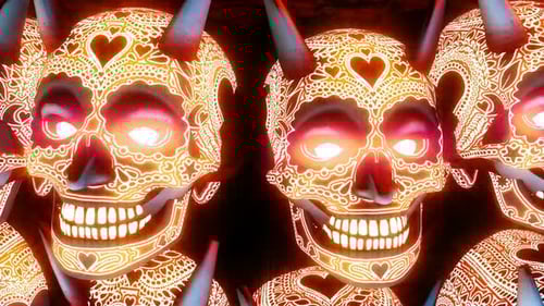 Glühende Dämonenschädel