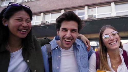 Diverse Students Smiling on University Campus