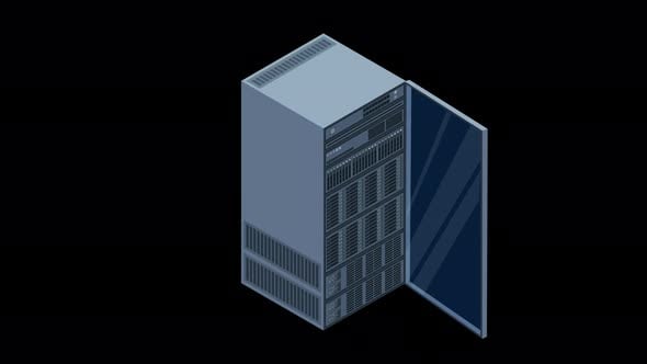 Isometric Server Rack Door Opening Flat Animation, Backgrounds Motion ...