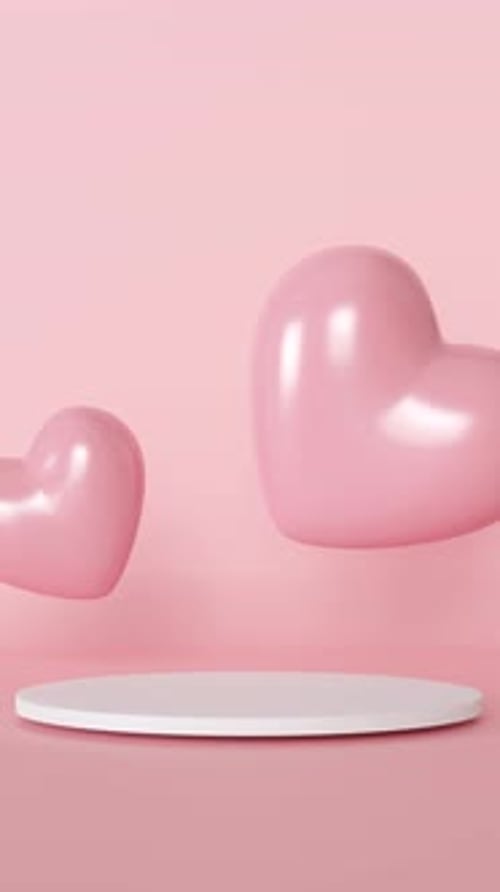 Modern Floating Pink Hearts Display Stage