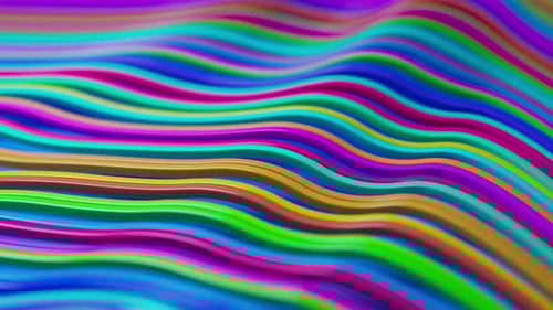 Abstract animation of colorful lines in the form of waves.