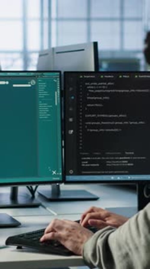 Technician in Data Center Building Text to Image AI Generator