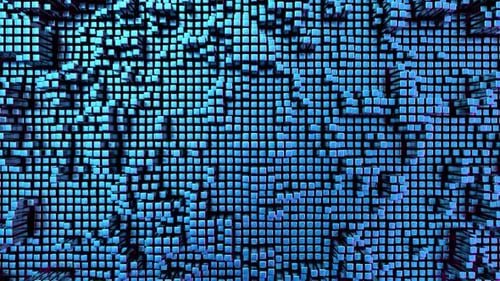 Dynamic Blue Cubes Grid Digital Wave Abstract Background