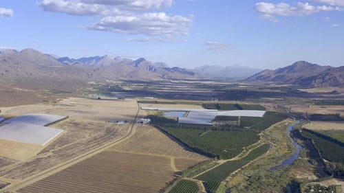 4k drone footage of a farming region in South Africa