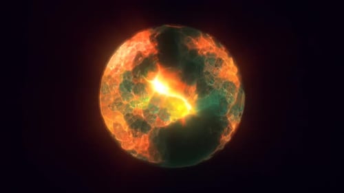 Energy abstract yellow green sphere of shimmering glowing liquid plasma, electric