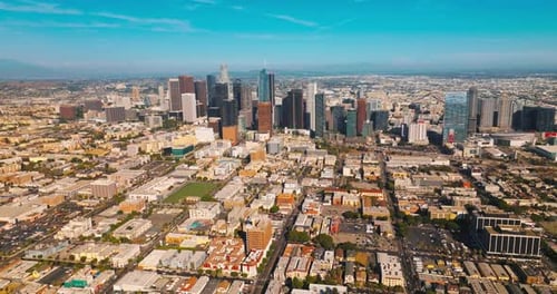 Beautiful sunny view of Los Angeles downtown.