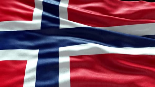 Norway Flag Waving in Realistic Fabric Loop