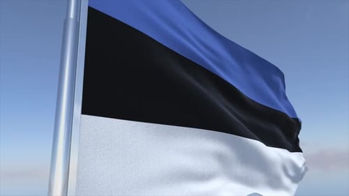 Estonian Flag Waving in Realistic Wind Animation