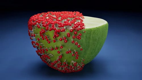 Red Spiky Particles Growing on Citrus Fruit