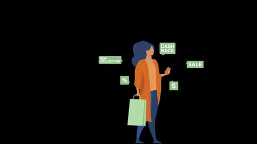 Woman Shopping In The Market 4K Alpha Channel