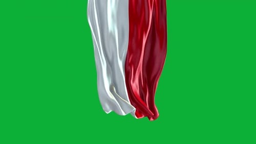 Realistic Waving Red And White Vertical Flag Loop