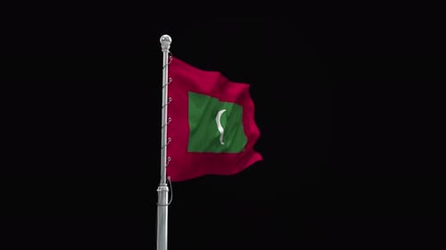 Maldives National Flag Waving with Alpha Channel