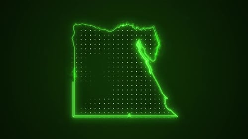 Digital Neon Egypt Map Outline Reveal