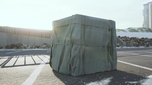 Dynamic Fabric Tarp Unveiling Object Animation