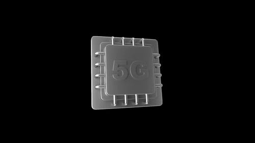5G chip 3D Animation | Alpha Channel
