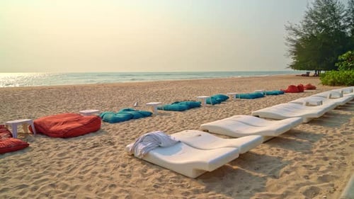beach bean bag with ocean sea background