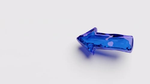 3d animation of arrow falling down pointing to the center. Jelly-like texture, modern clean motion