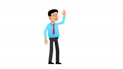Businessman pops up and shows ok gesture
