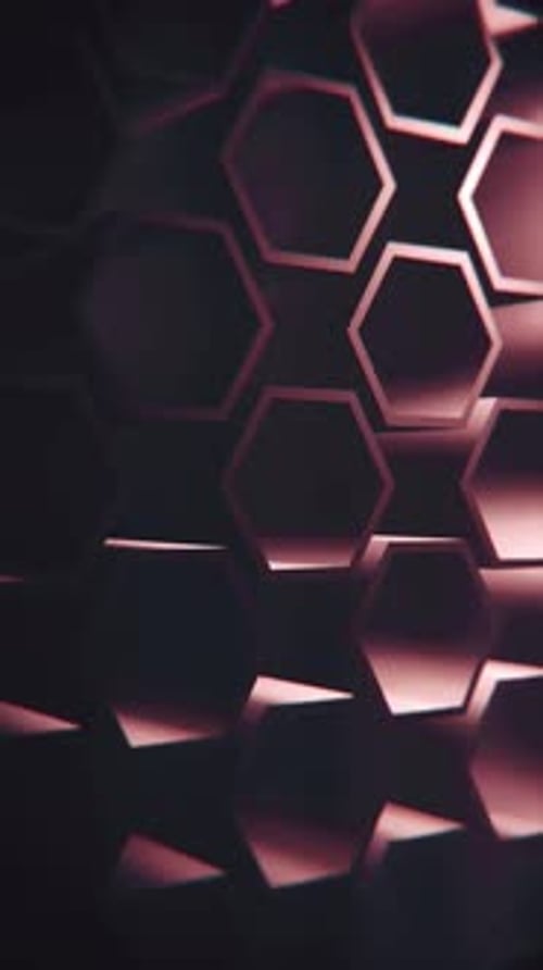 Vertical Video - Dark Rotating Hexagons Geometric Abstract Background
