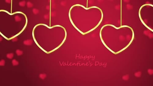 Golden Hanging Hearts Romantic Celebration Background